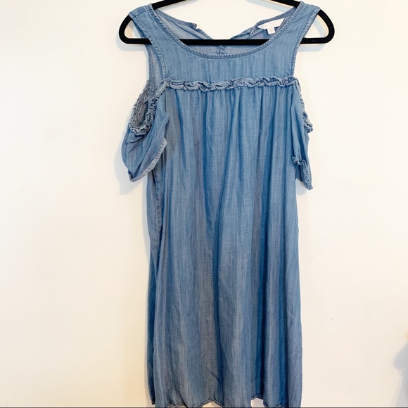 LC Lauren Conrad Dresses & Skirts - LAUREN CONRAD DENIM COLD SHOULDER DRESS LARGE